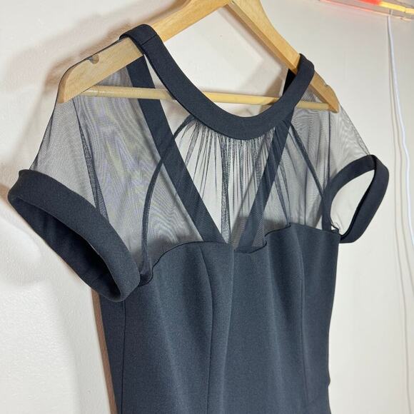 Maggy London Illusion Mini Dress black Fit and Flare  Rockabilly Size 10 Formal - Picture 7 of 15